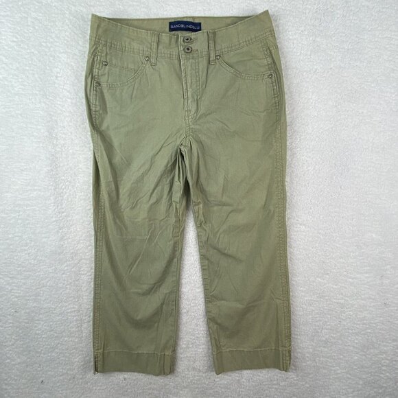 Bandolino Blu Pants Womens 8 Green Straight Crop High‎ Rise Stretch Dbl Button - Picture 1 of 15